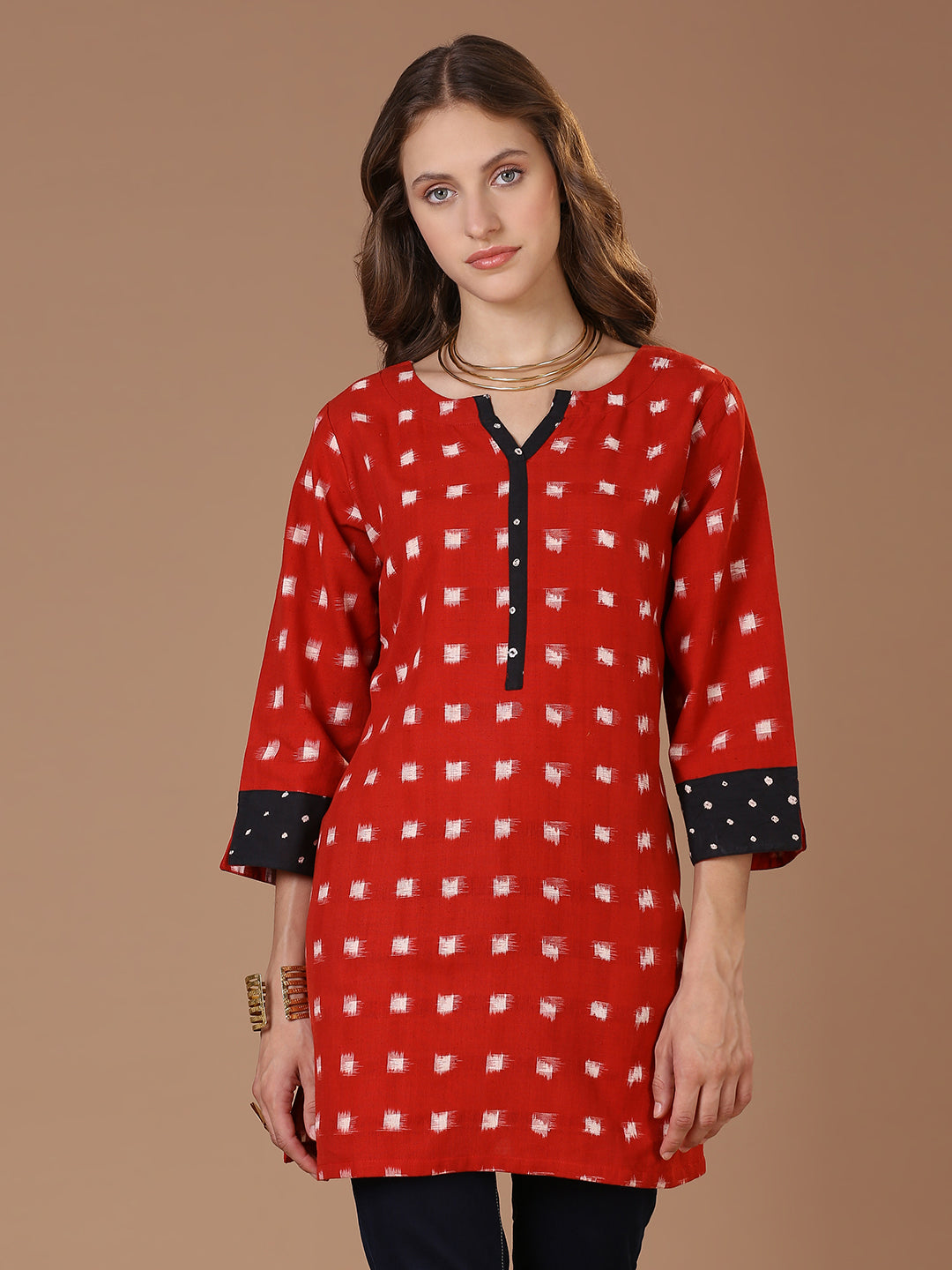 Red Double Ikat Kurta