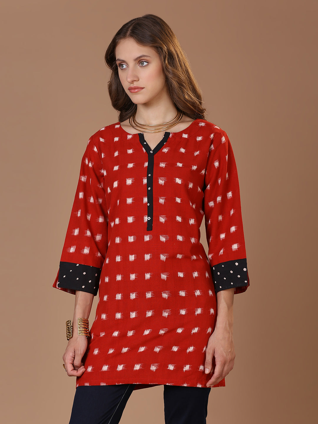 Red Double Ikat Kurta