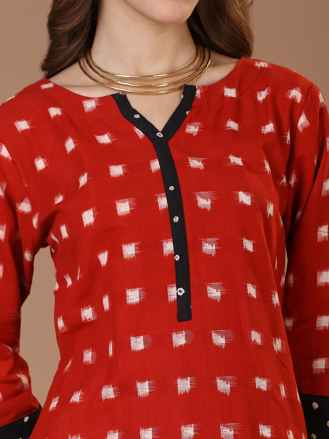 Red Double Ikat Kurta