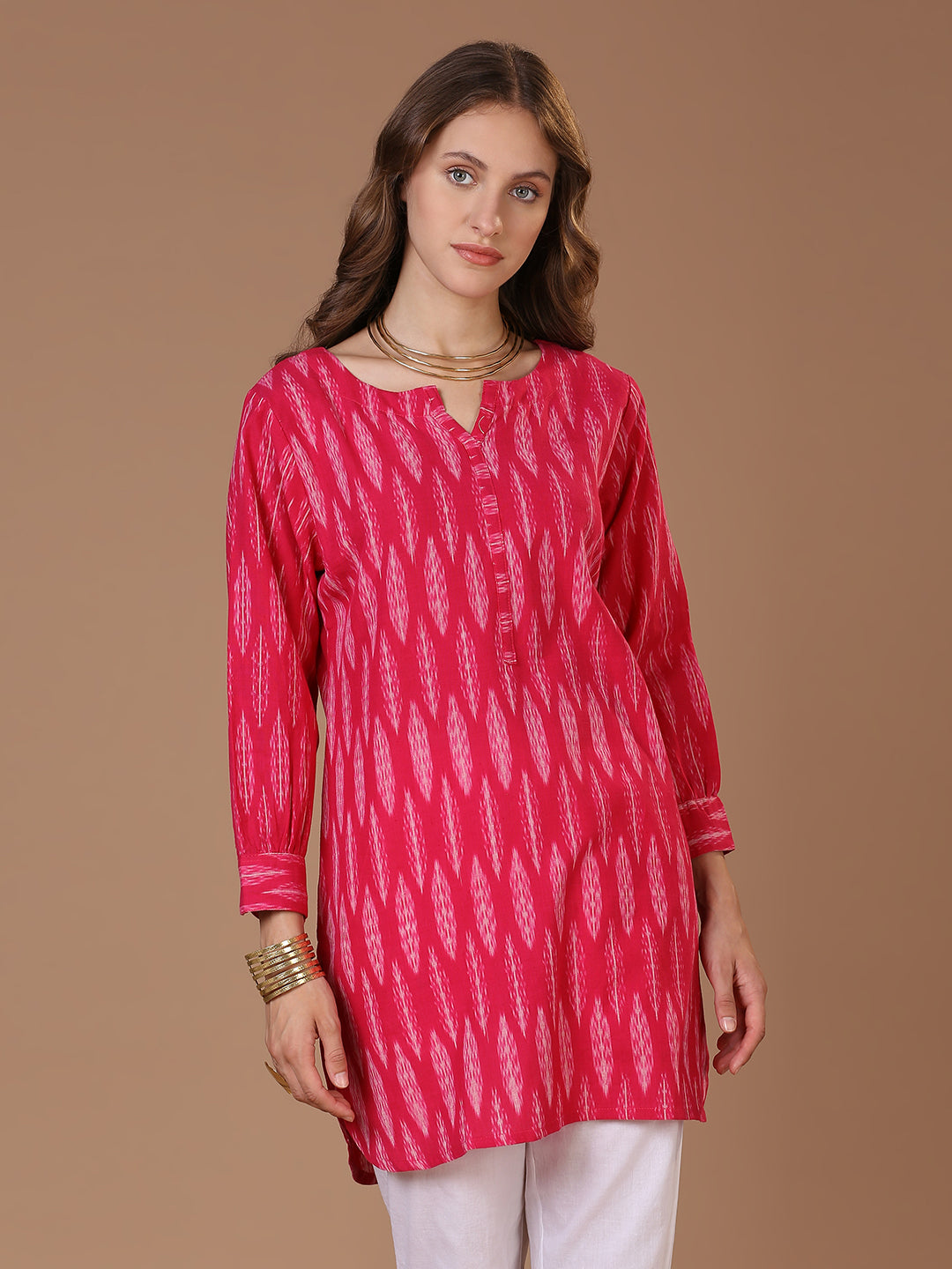 Pink Ikkat Kurta