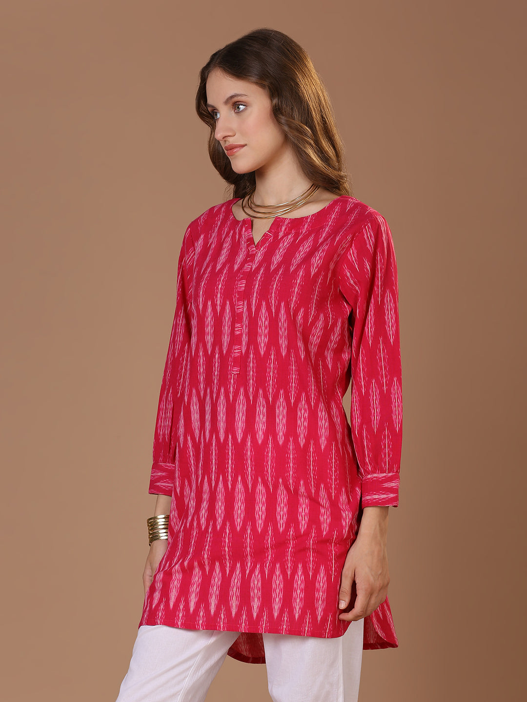 Pink Ikkat Kurta