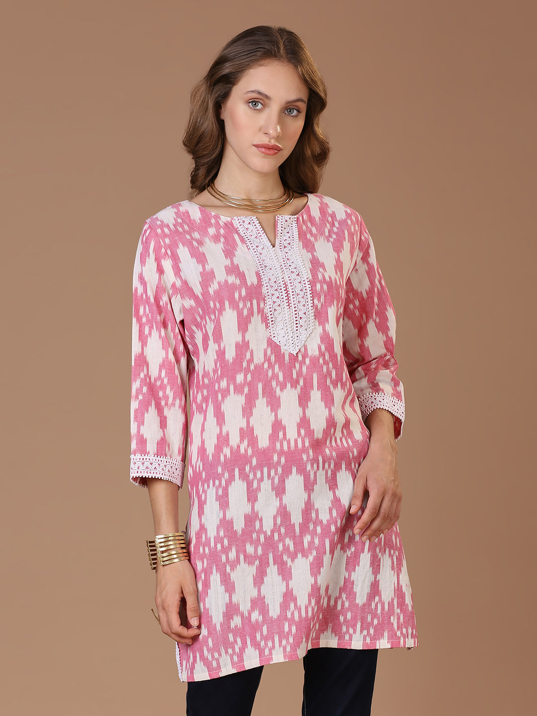 Pink Ikat Kurta