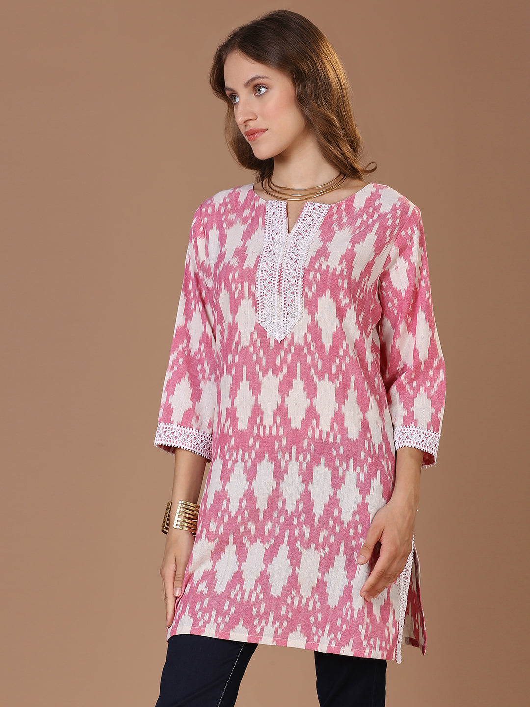 Pink Ikat Kurta