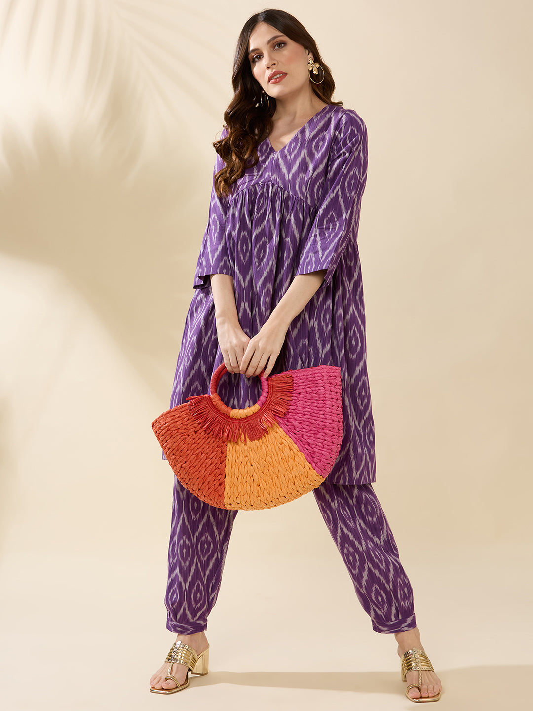 Purple Ikat Coord Set