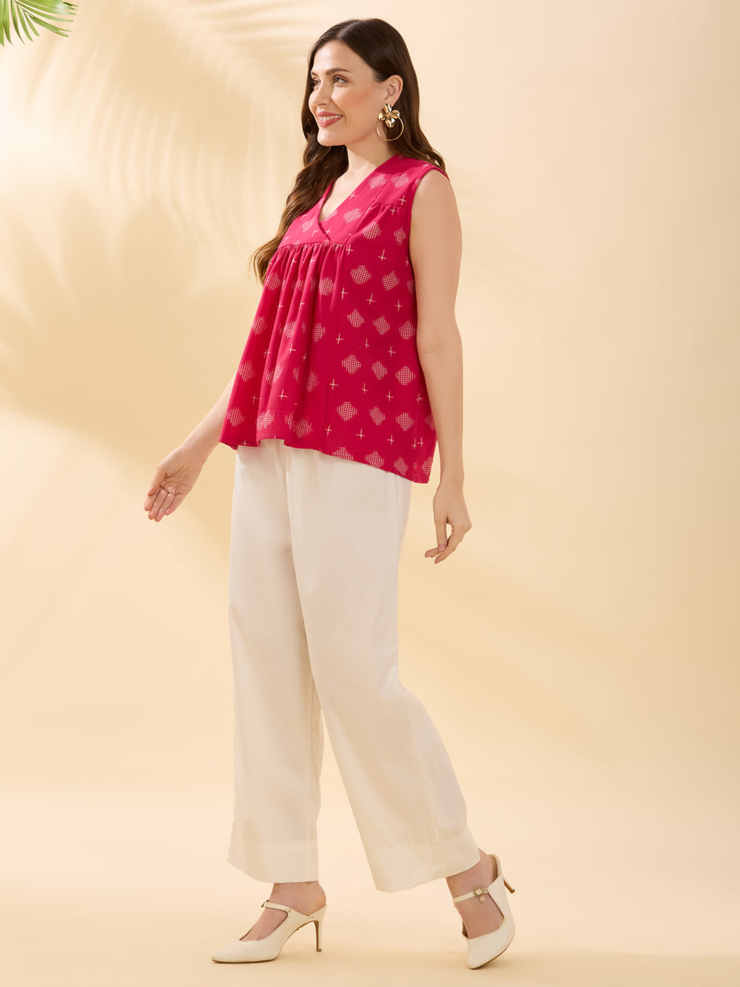 Pink White Ikat Coord Set