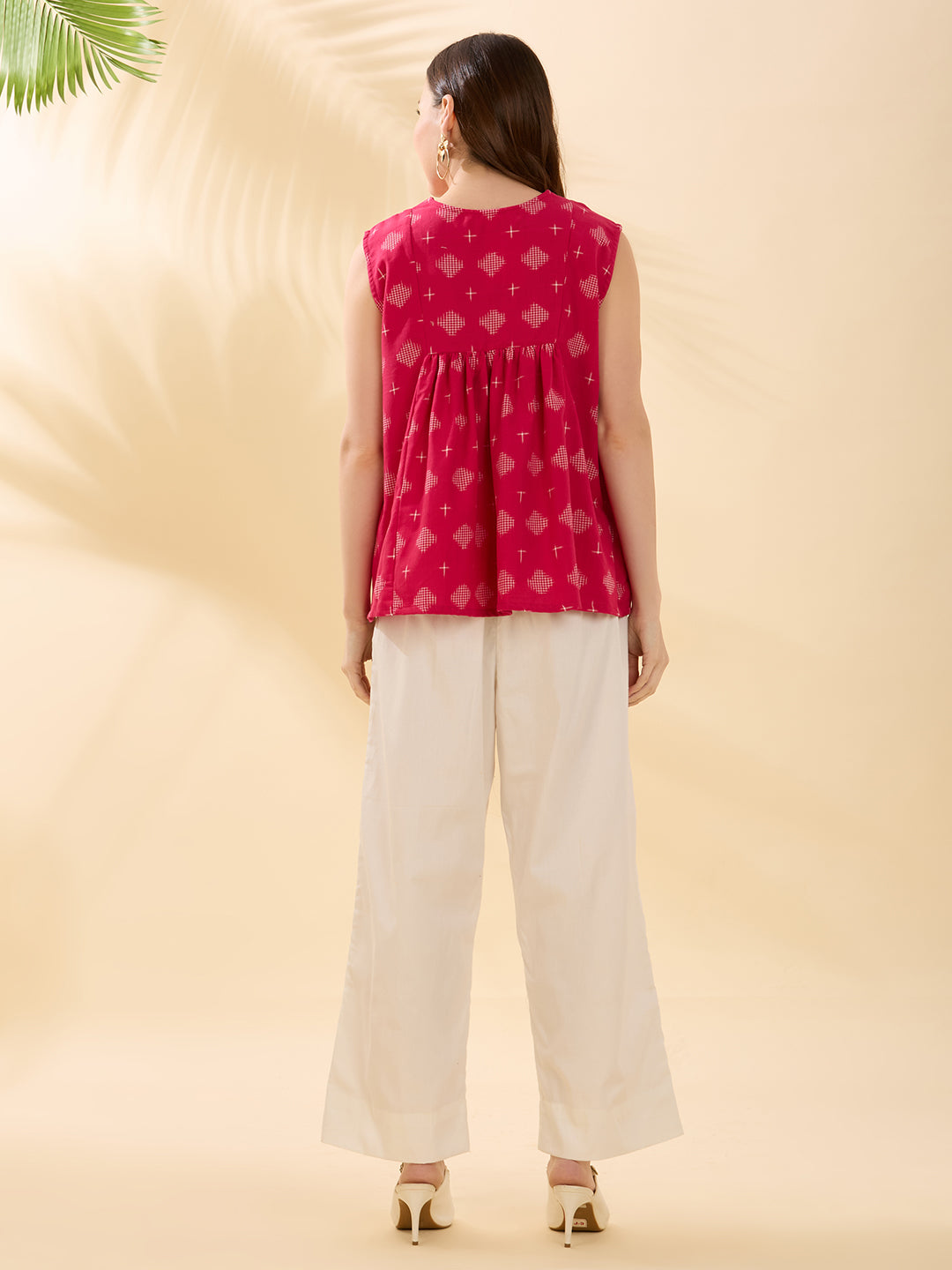 Pink White Ikat Coord Set