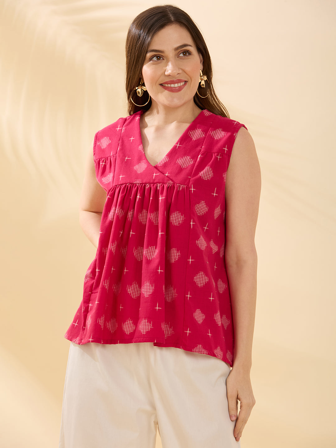 Pink White Ikat Coord Set