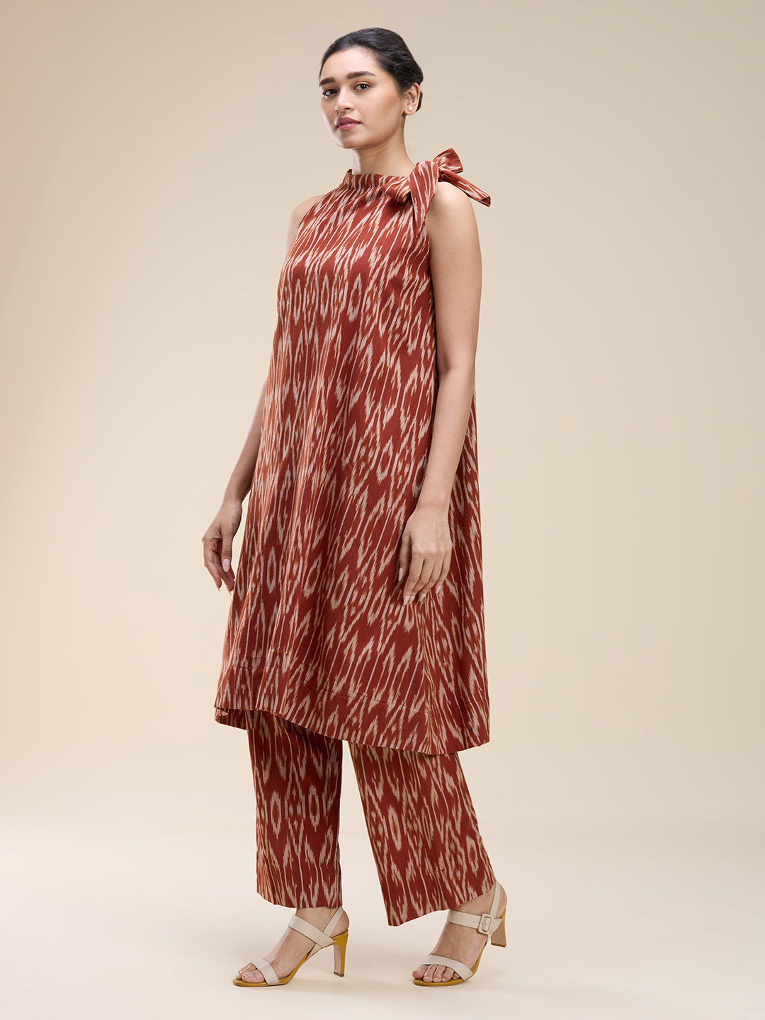 Brown Ikat Coord Set