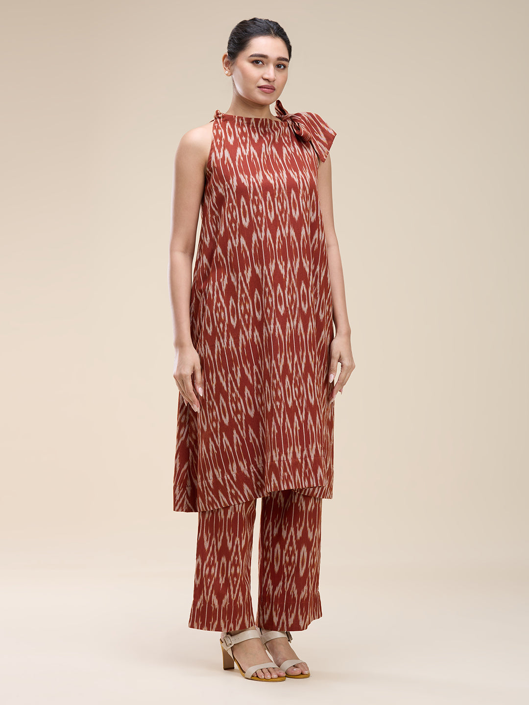 Brown Ikat Coord Set