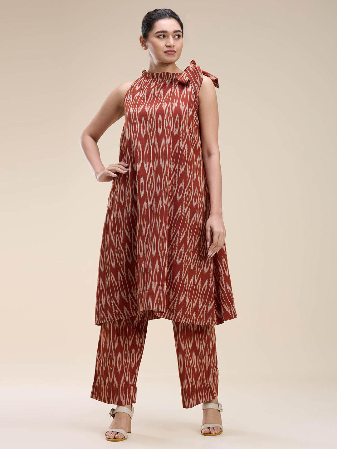 Brown Ikat Coord Set