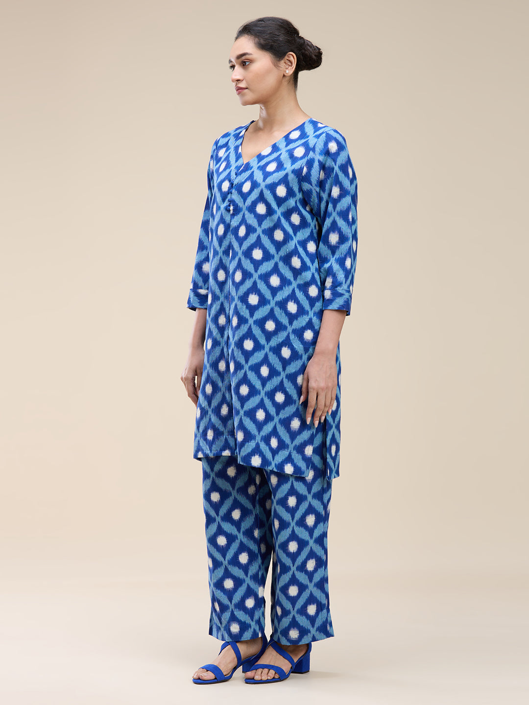 Blue Ikat Coord Set