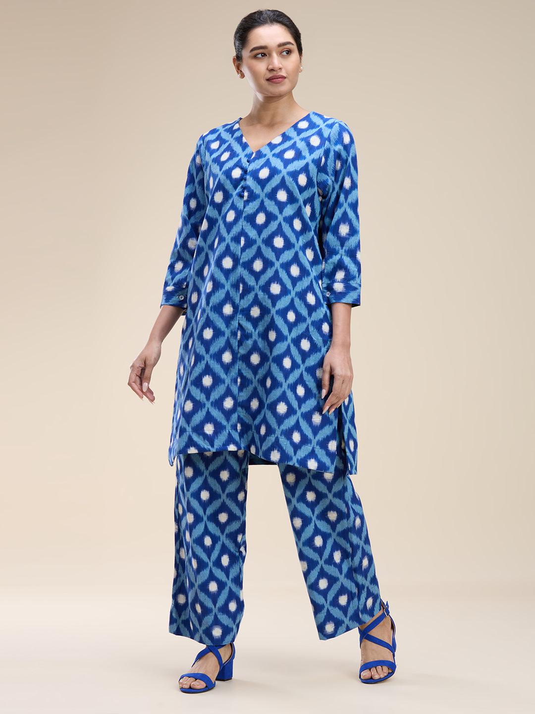 Blue Ikat Coord Set