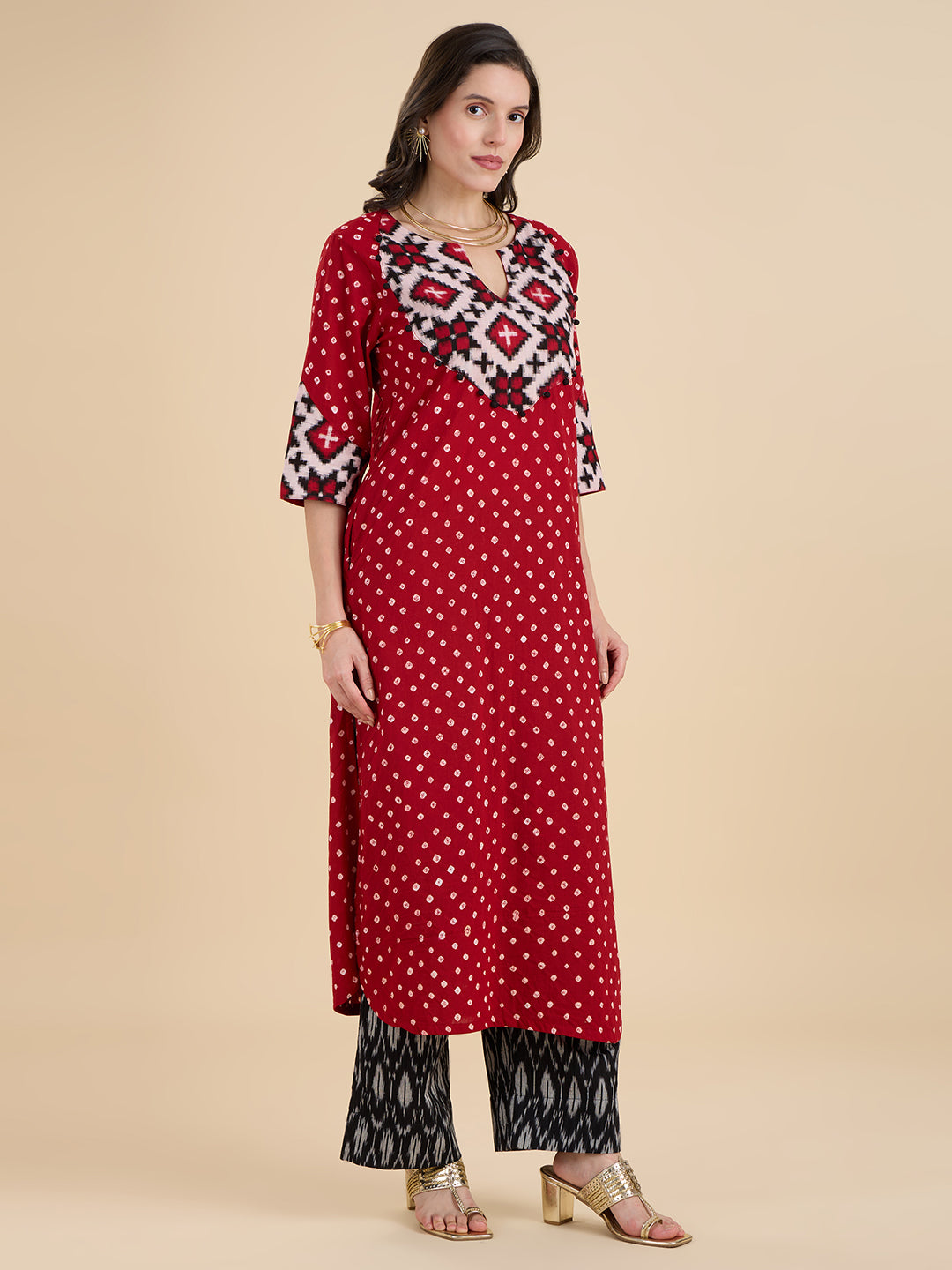Bandhej Telia Rumal Coord Set