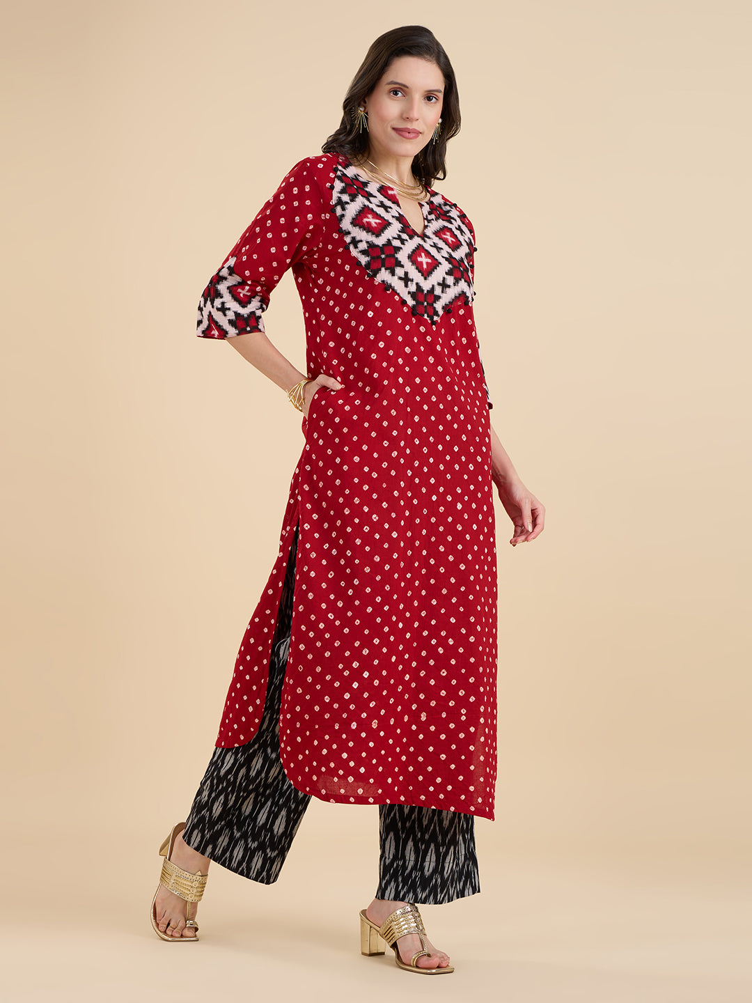 Bandhej Telia Rumal Coord Set
