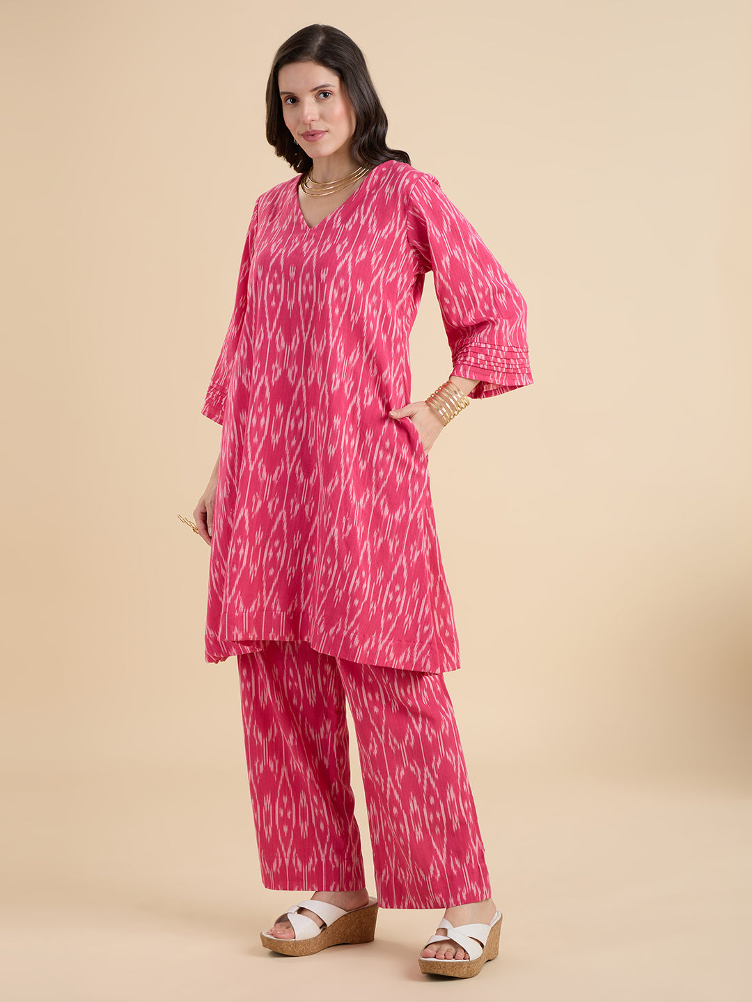 Pink Ikat Coord Set