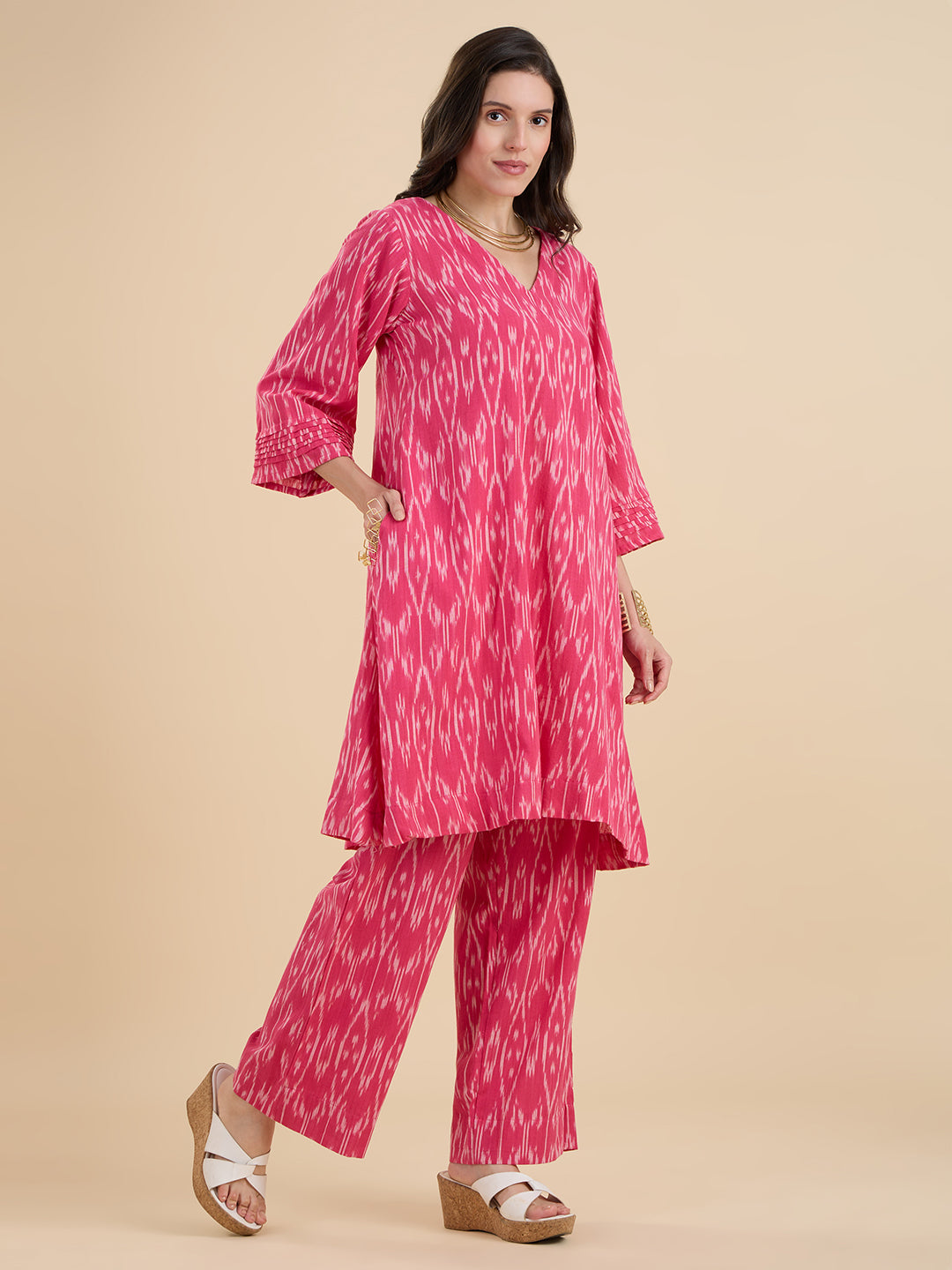 Pink Ikat Coord Set