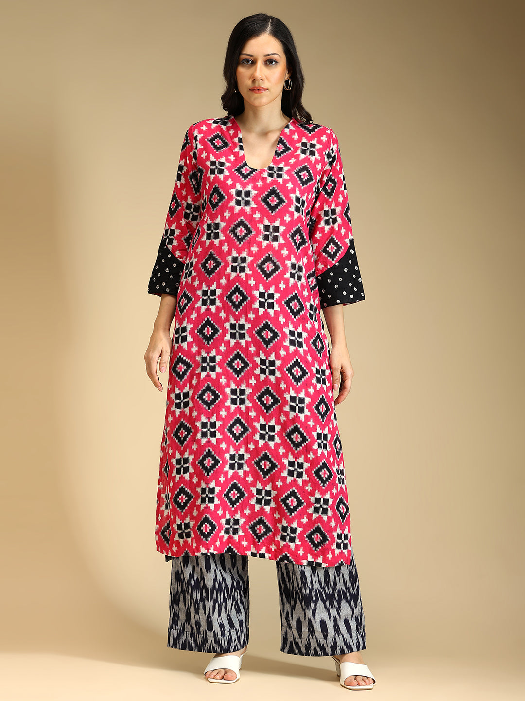 Pink Telia Rumal Ikat Coord Set