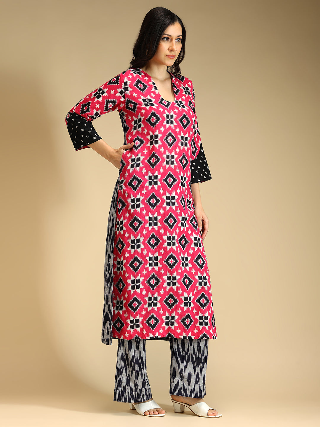 Pink Telia Rumal Ikat Coord Set