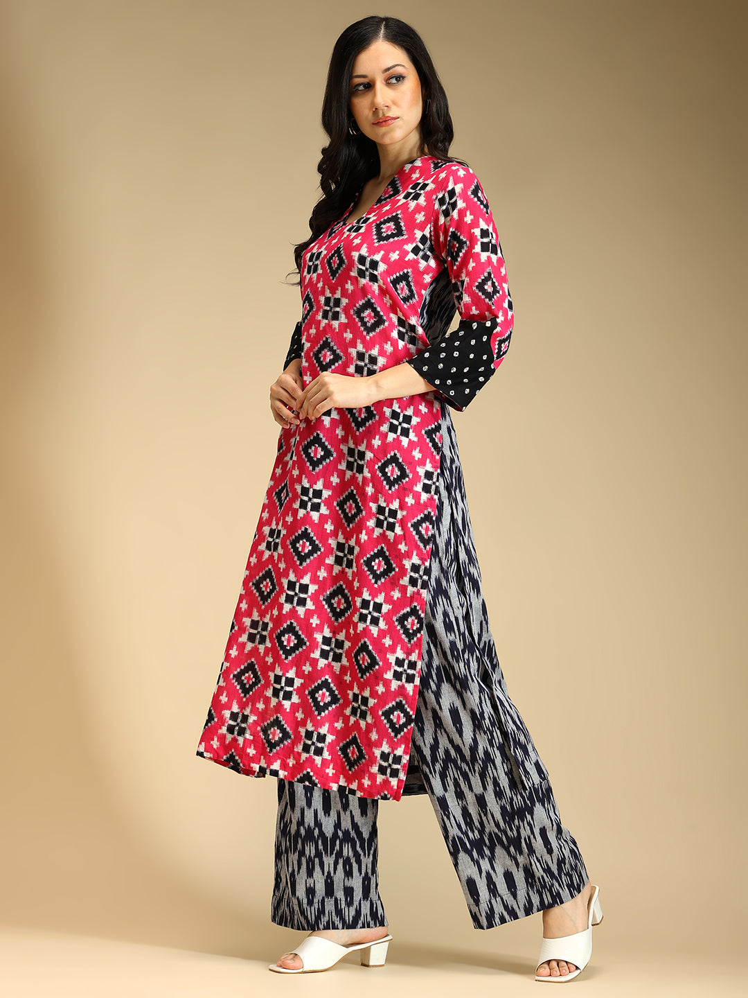 Pink Telia Rumal Ikat Coord Set