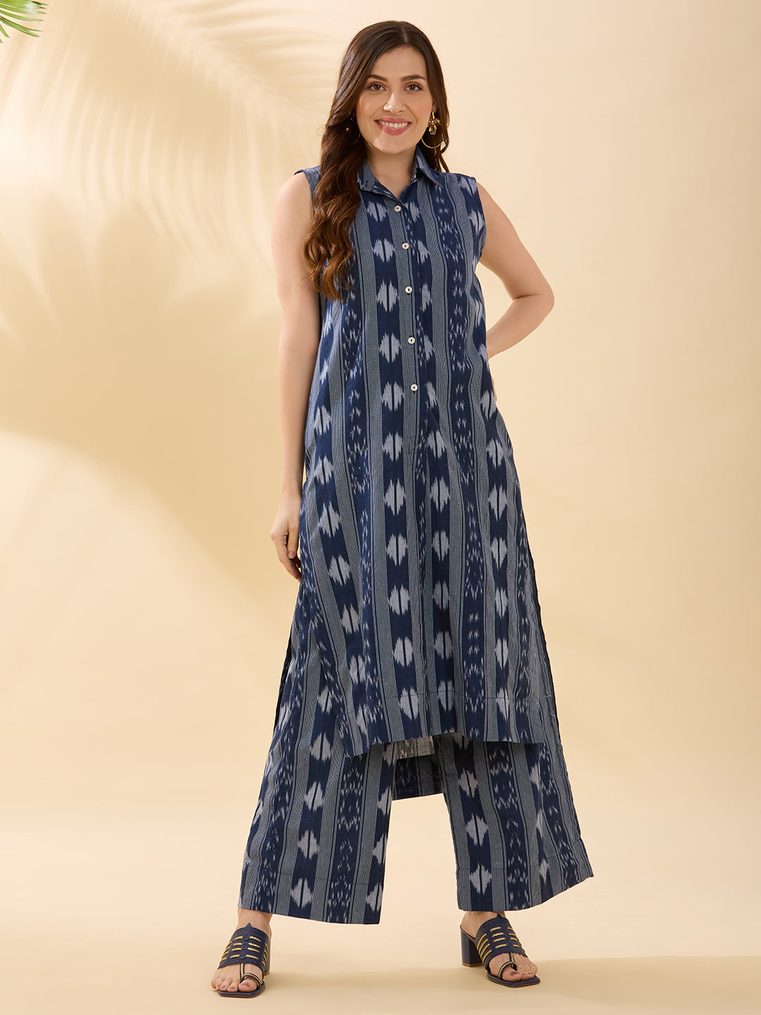 Navy Blue Ikat Coord Set