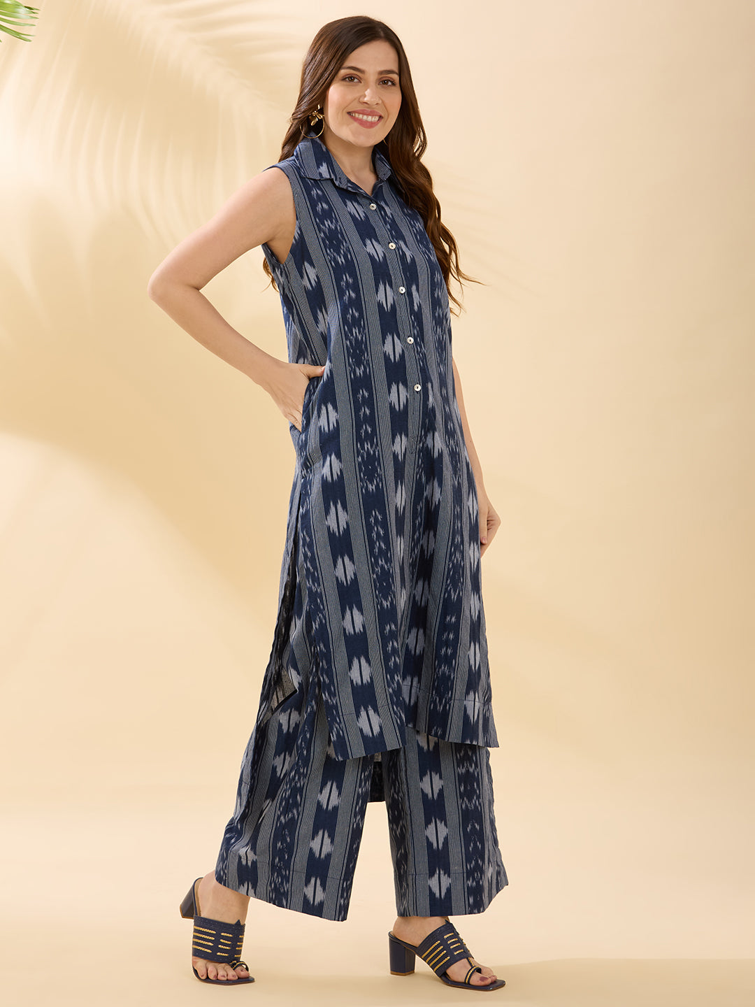 Navy Blue Ikat Coord Set