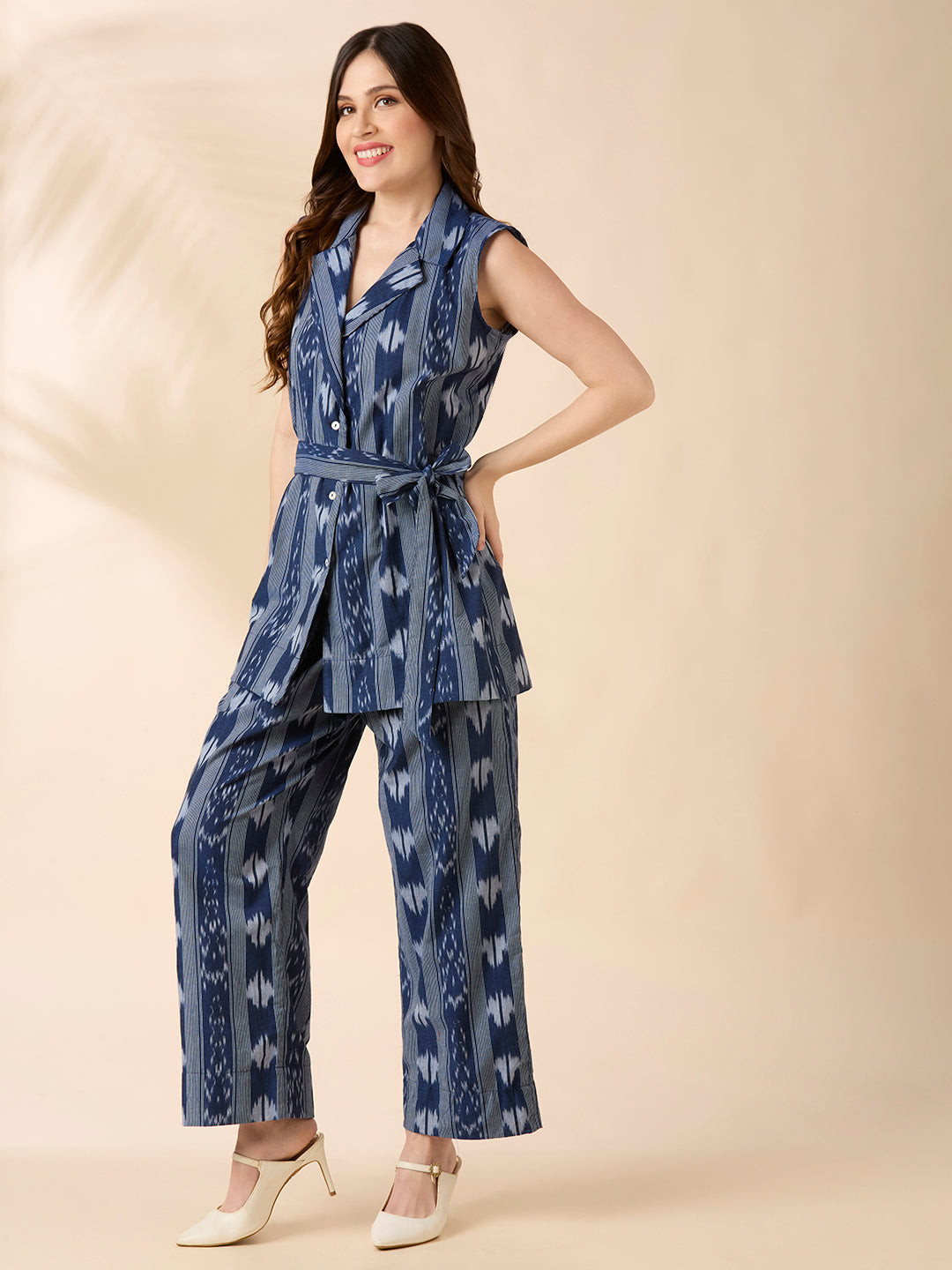 Navy Ikat Blazer Coord Set