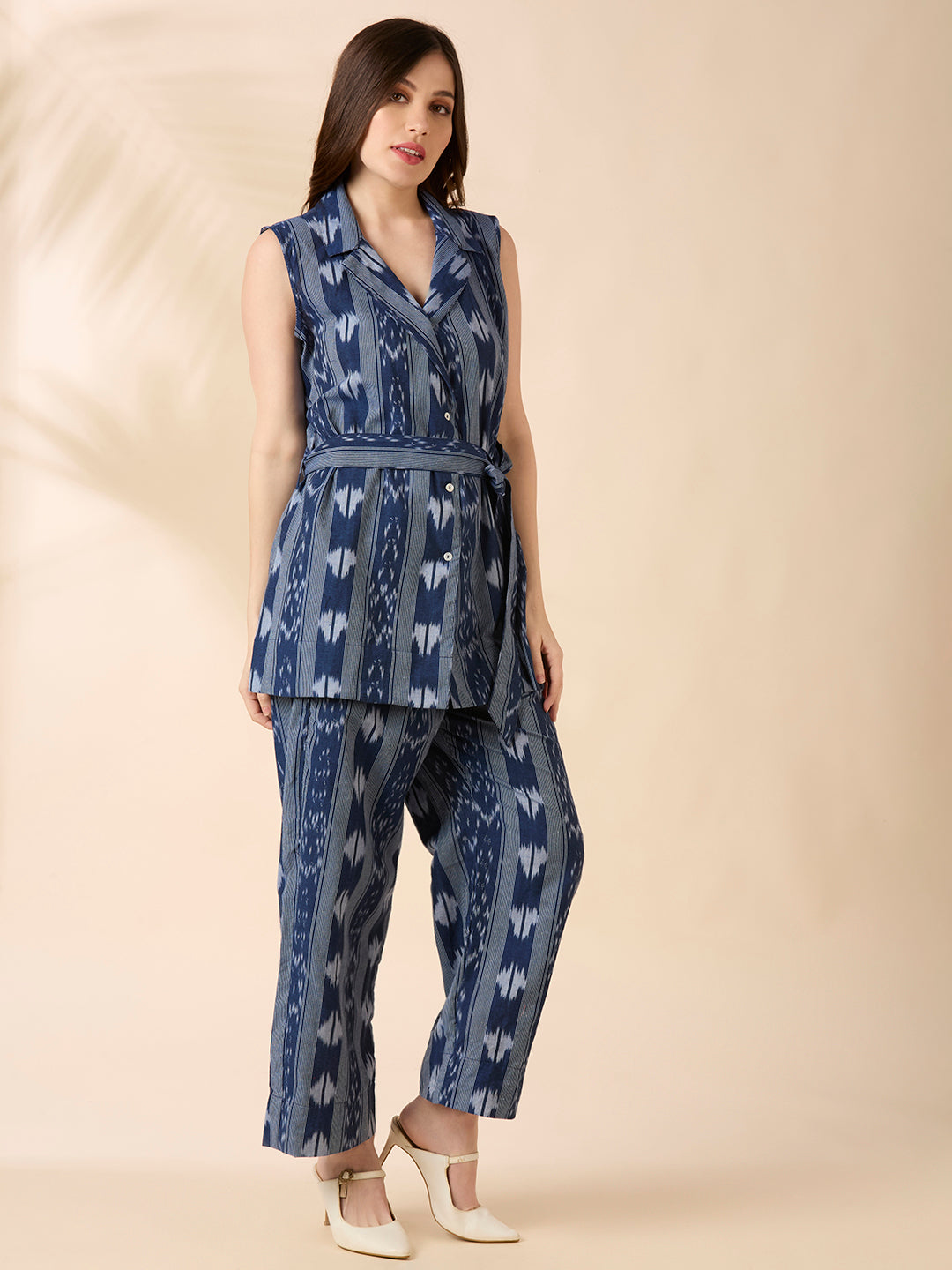 Navy Ikat Blazer Coord Set