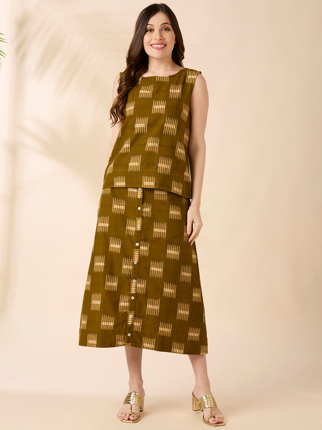 Olive Green Ikat Coord Set