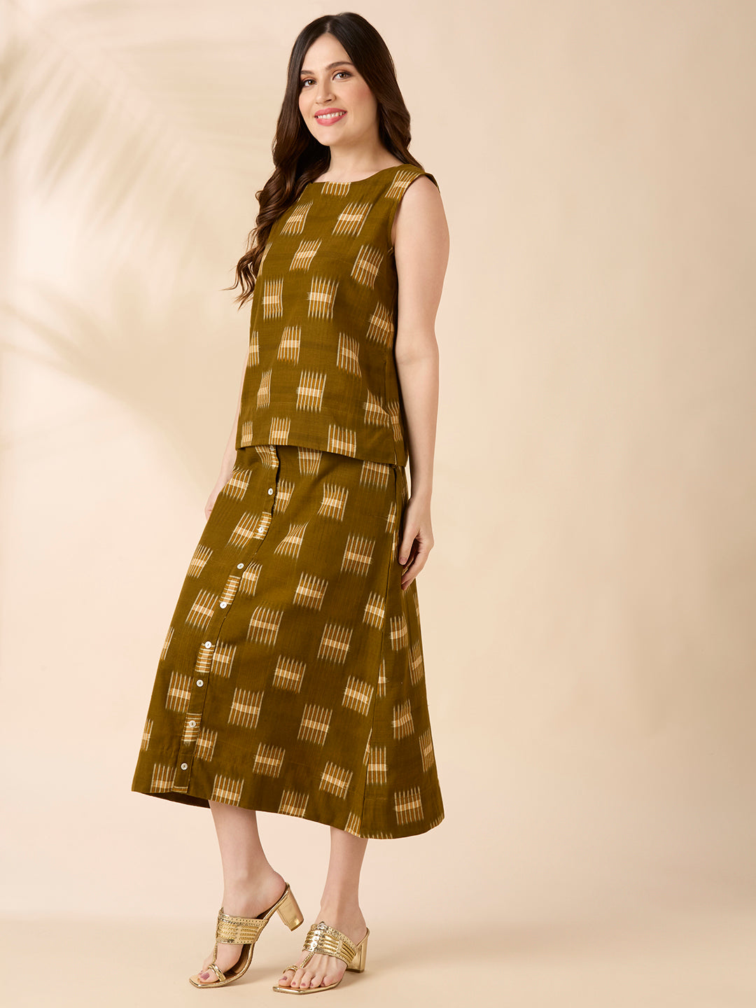 Olive Green Ikat Coord Set