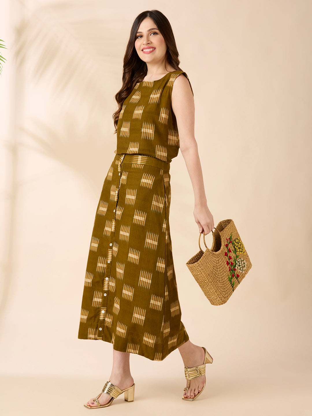 Olive Green Ikat Coord Set