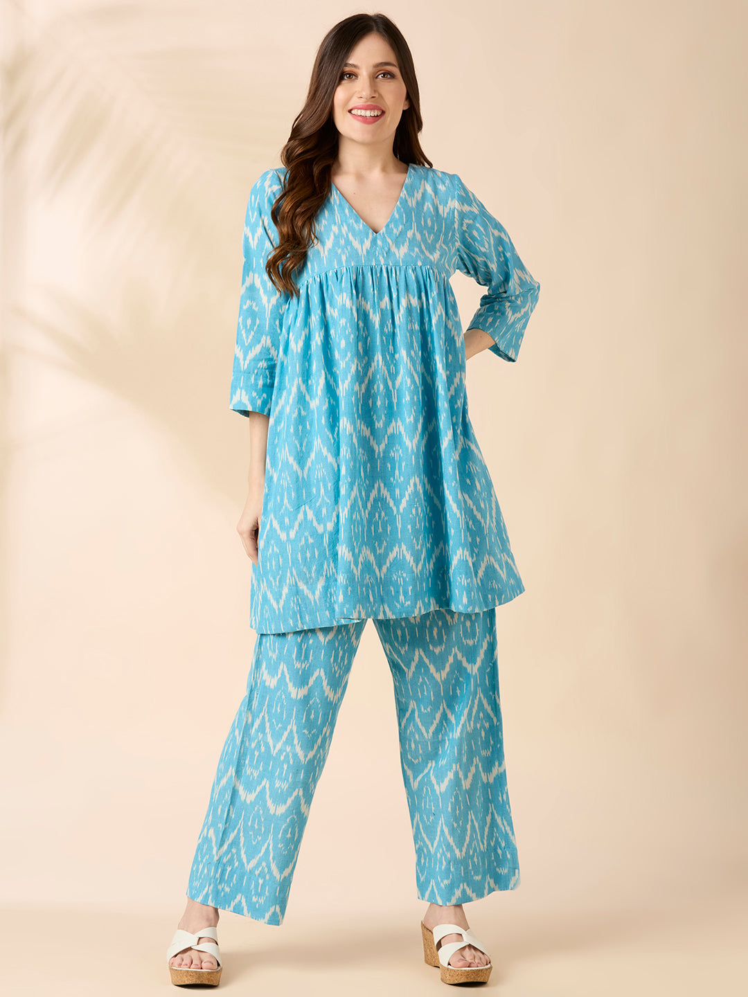 Blue Ikat Coord Set