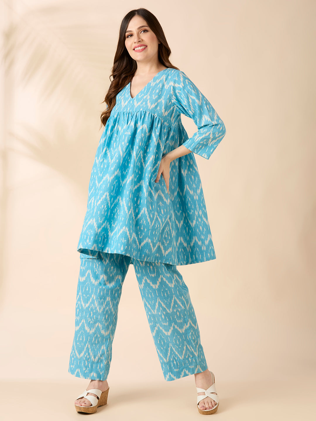 Blue Ikat Coord Set