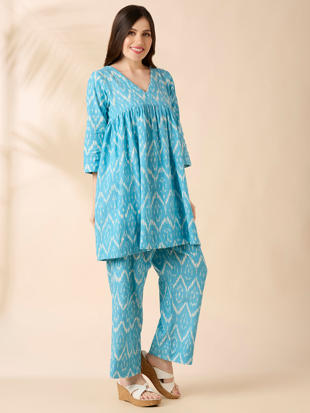 Blue Ikat Coord Set