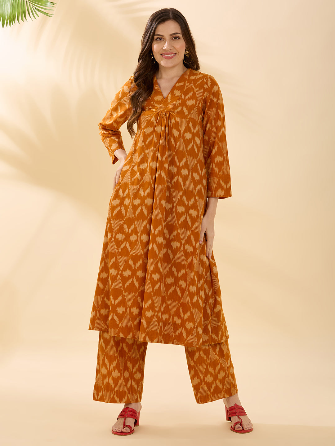 Mustard Ikkat Coord Set
