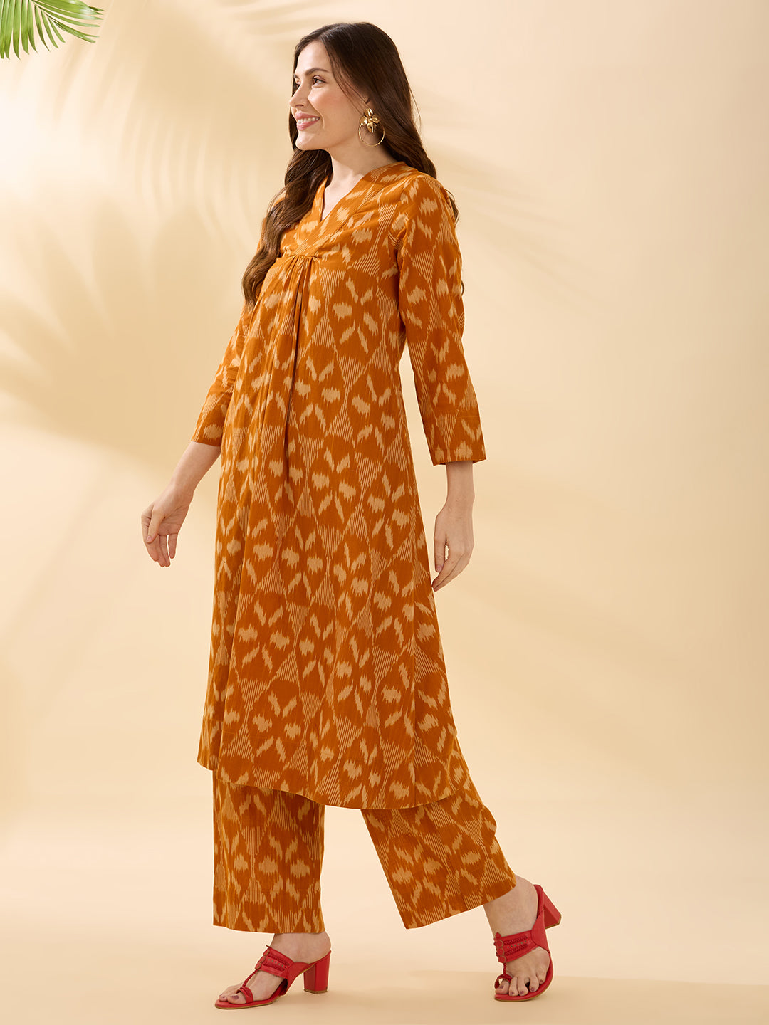 Mustard Ikkat Coord Set