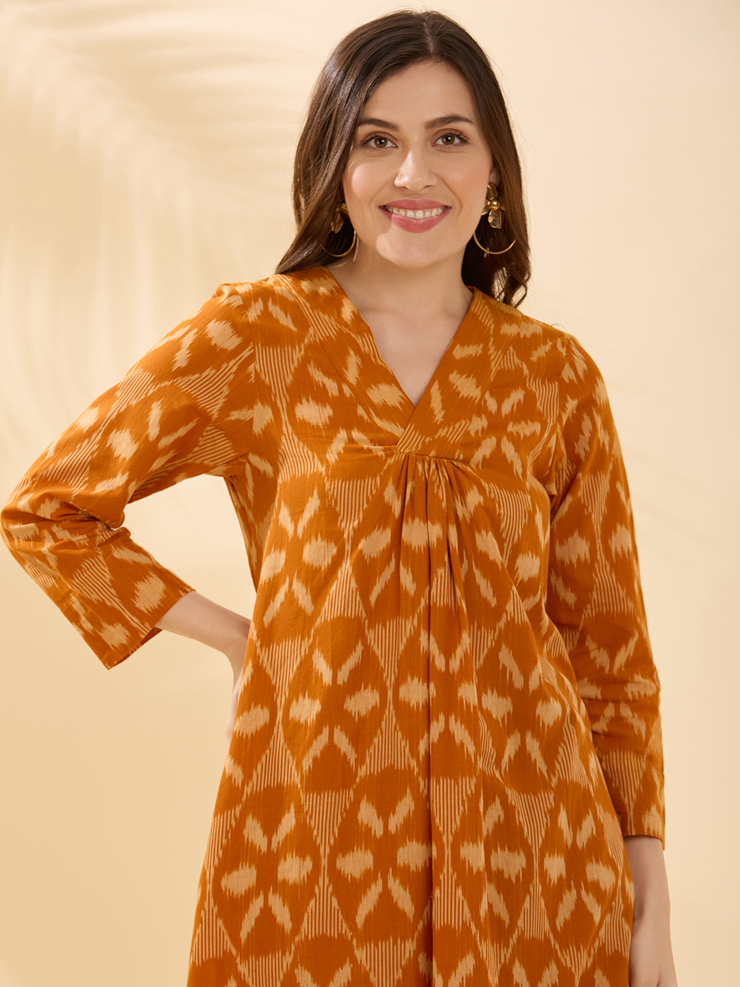 Mustard Ikkat Coord Set