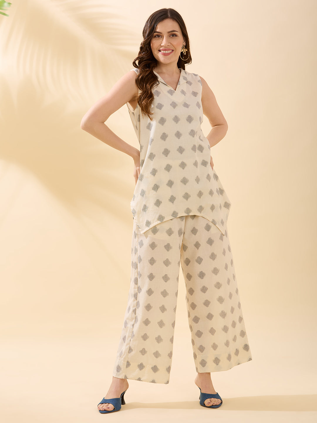 White Double Ikat Coord Set