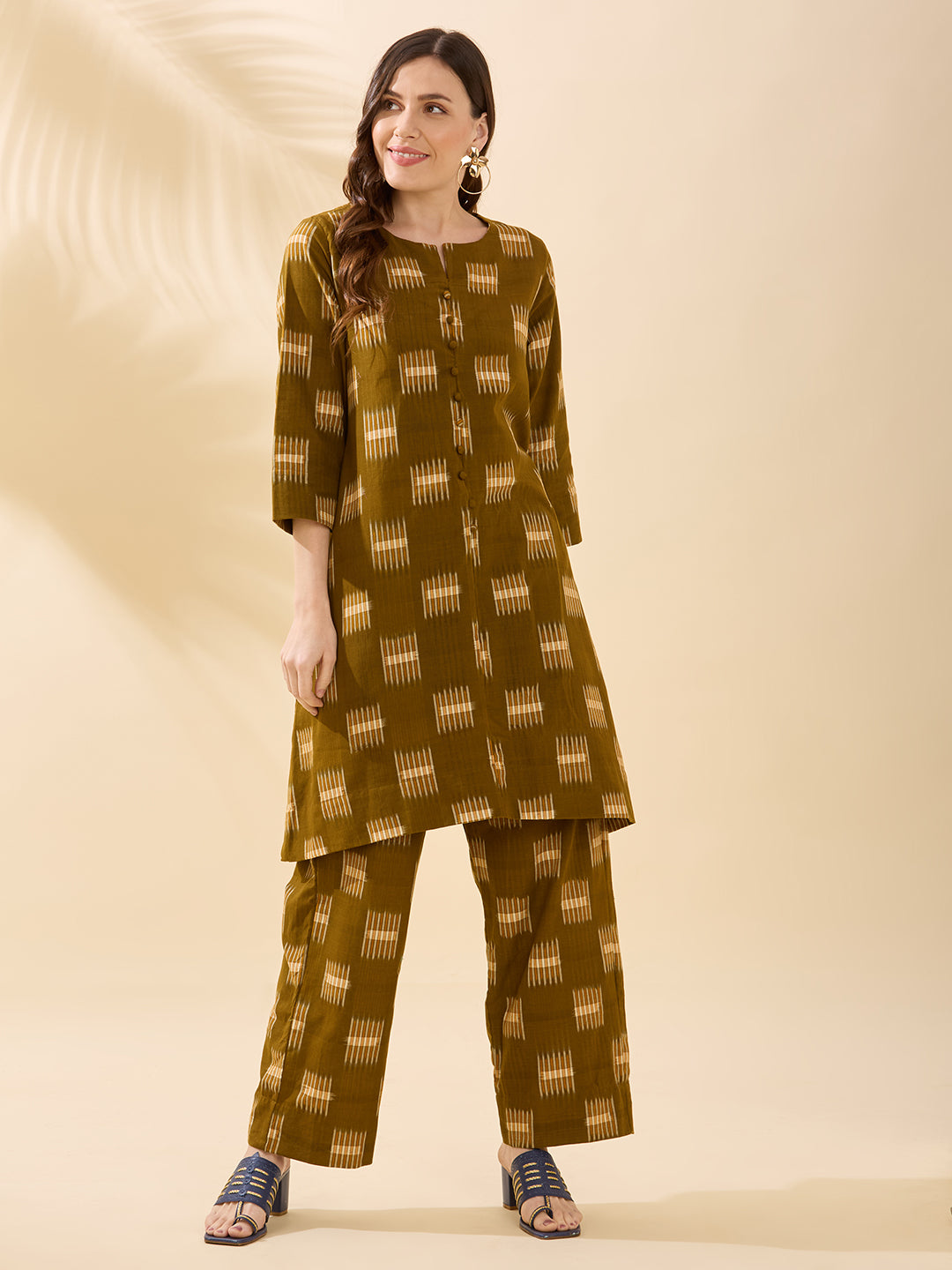Olive Double Ikat Coord Set