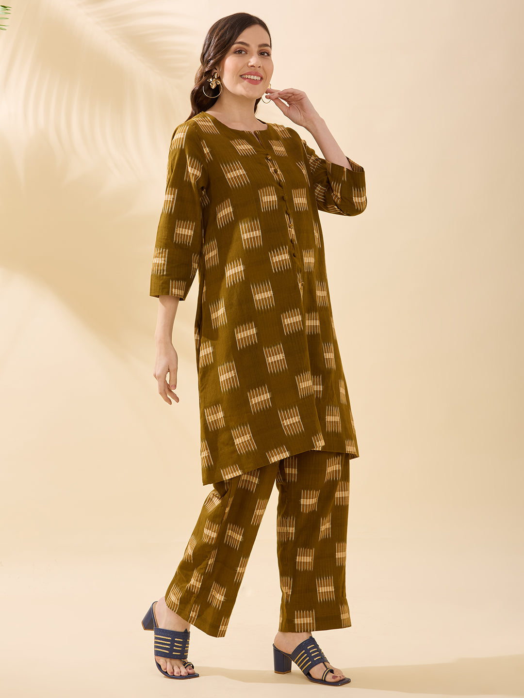 Olive Double Ikat Coord Set