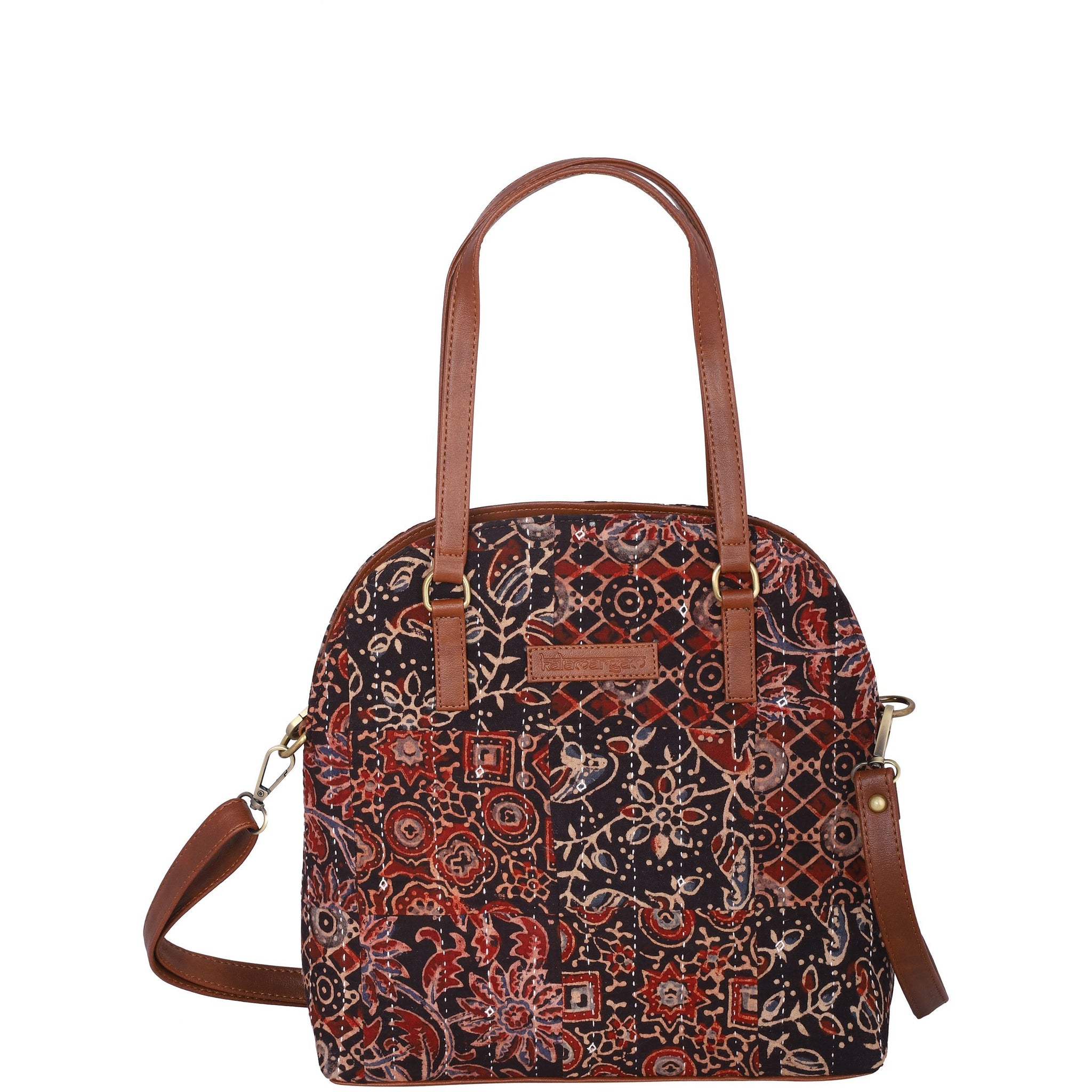 Block printed shoulder bag, Crossbody bag, Vegan leather bag