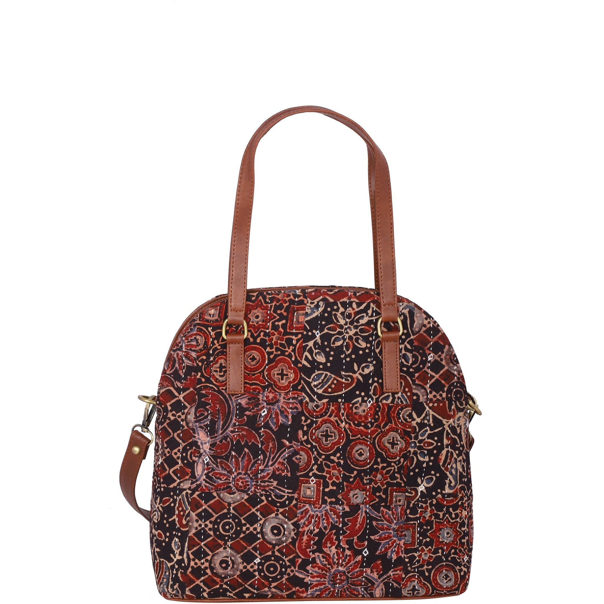 Block printed shoulder bag, Crossbody bag, Vegan leather bag