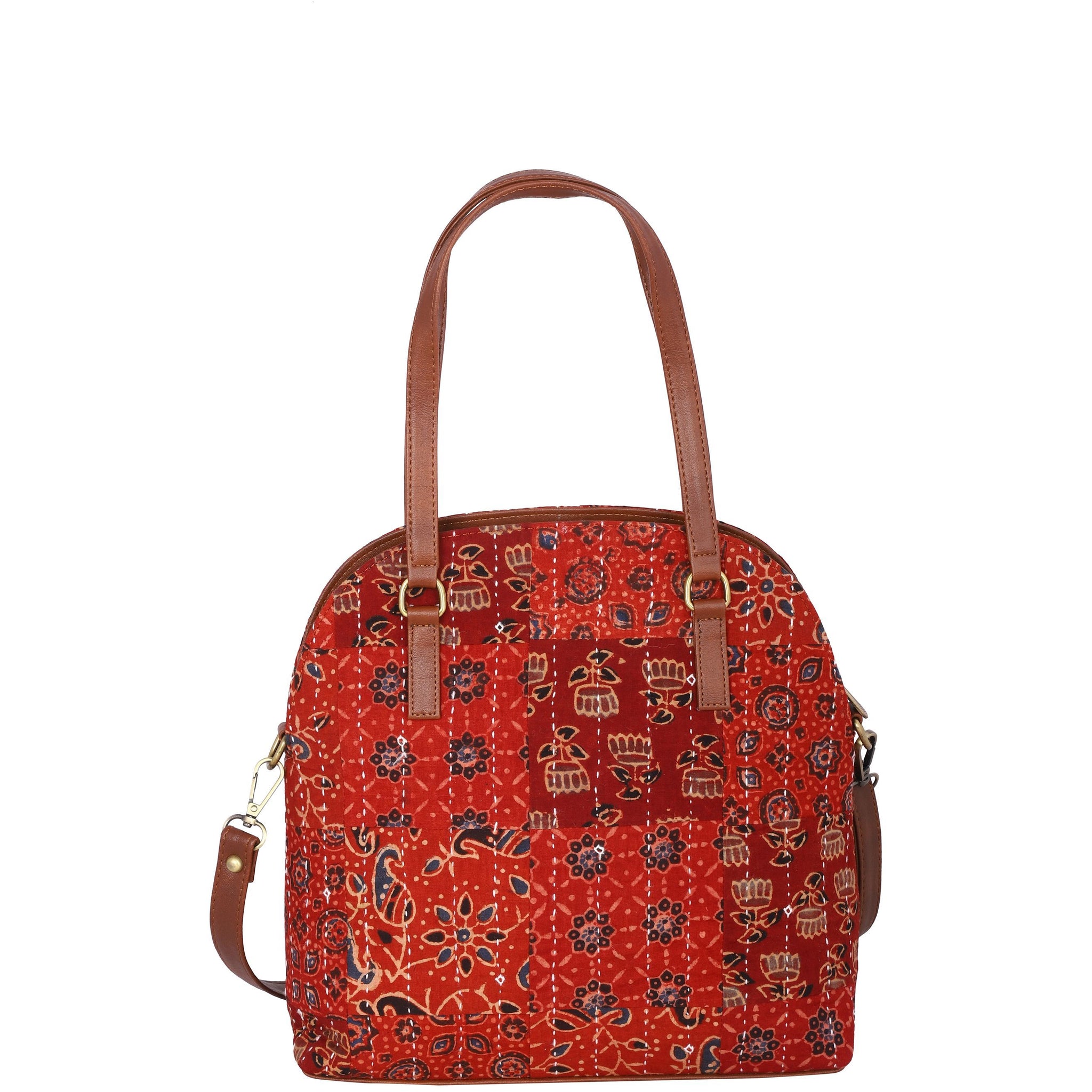 Block printed shoulder bag, Crossbody bag, Vegan leather bag