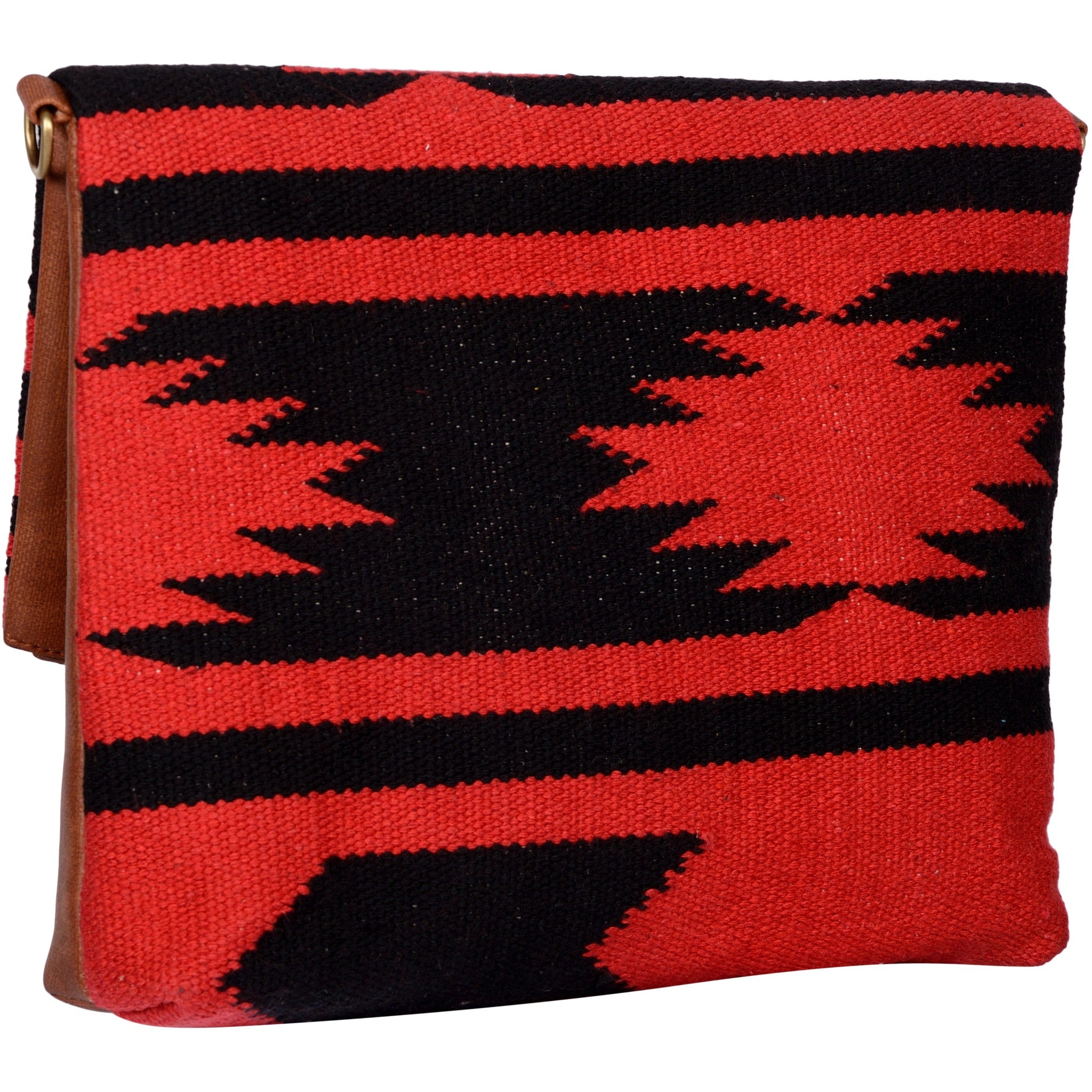 Warangal Kilim and Vegan Leather Foldover Clutch cum Sling Bag