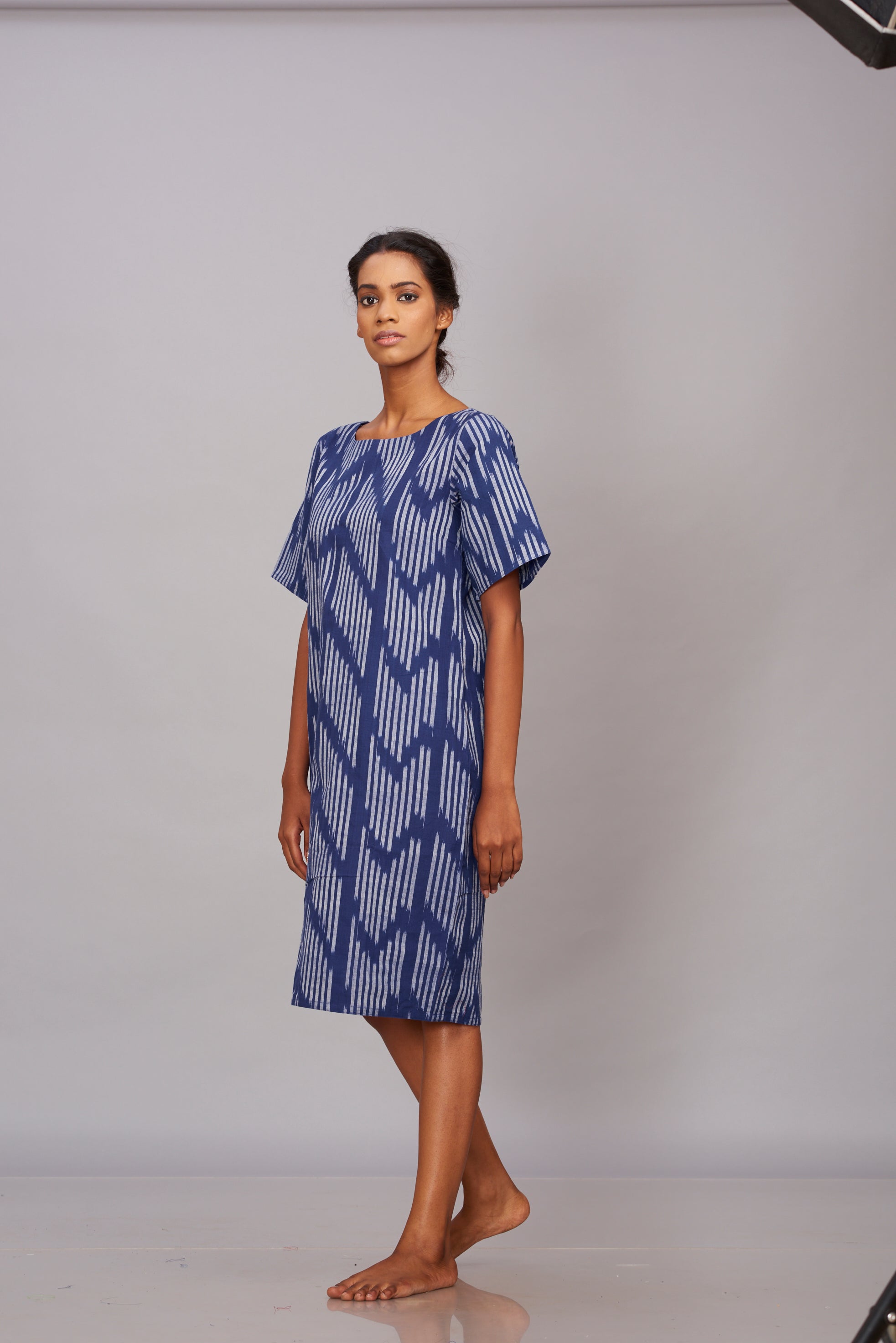 Blue Ikat shift dress