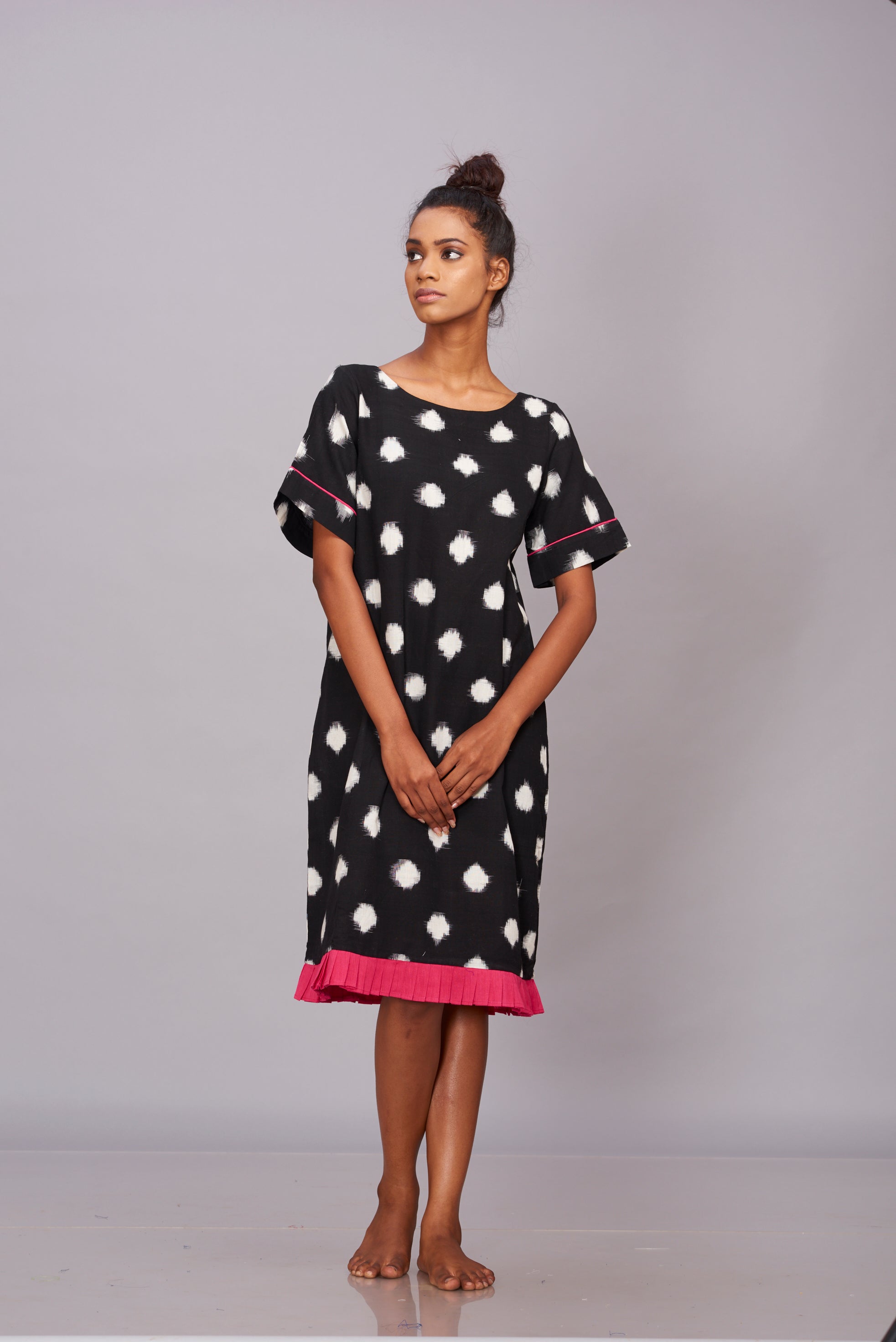 Buy Polka dot handwoven ikat shift dress online Kalamargam