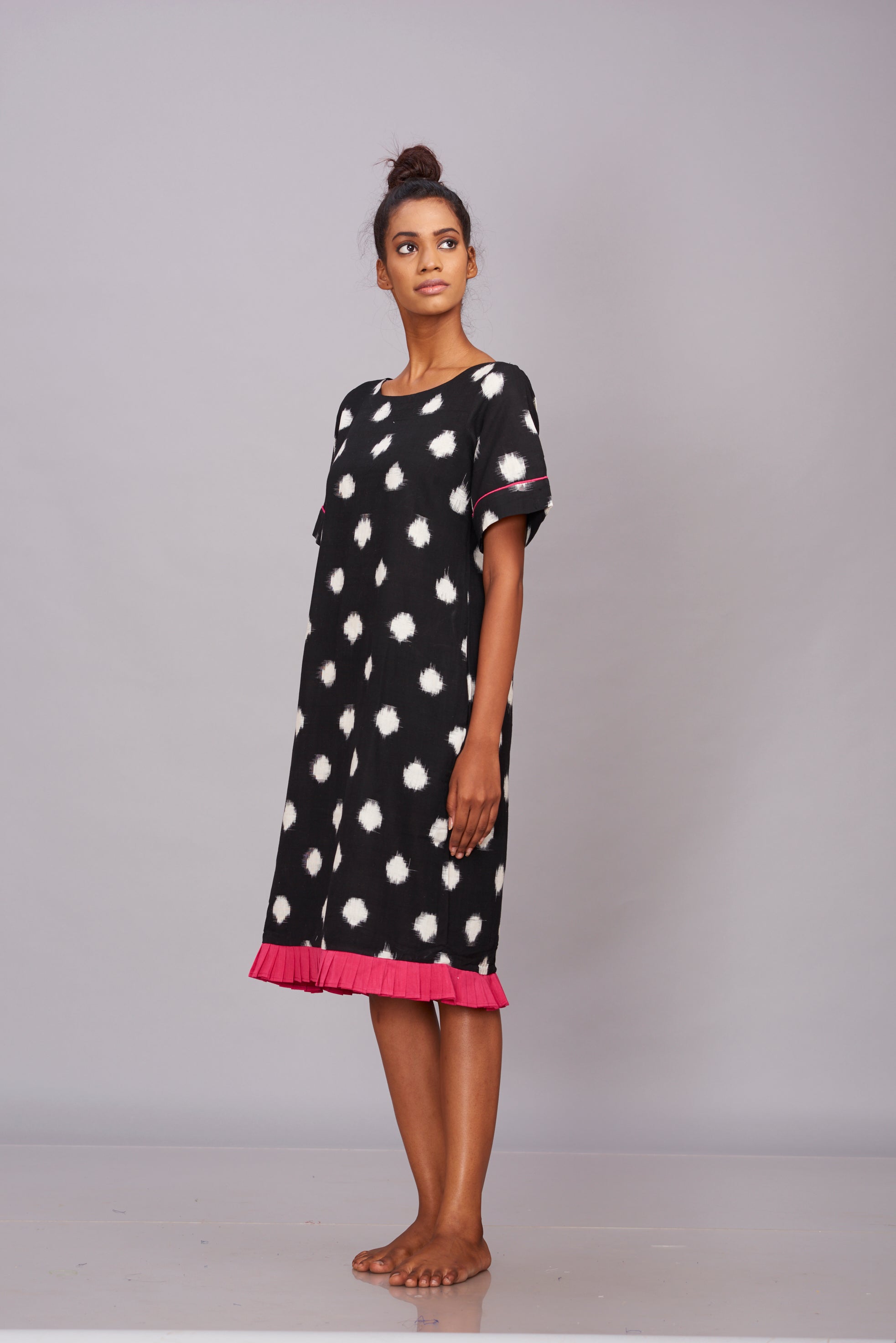 Polka dot Ikat shift dress