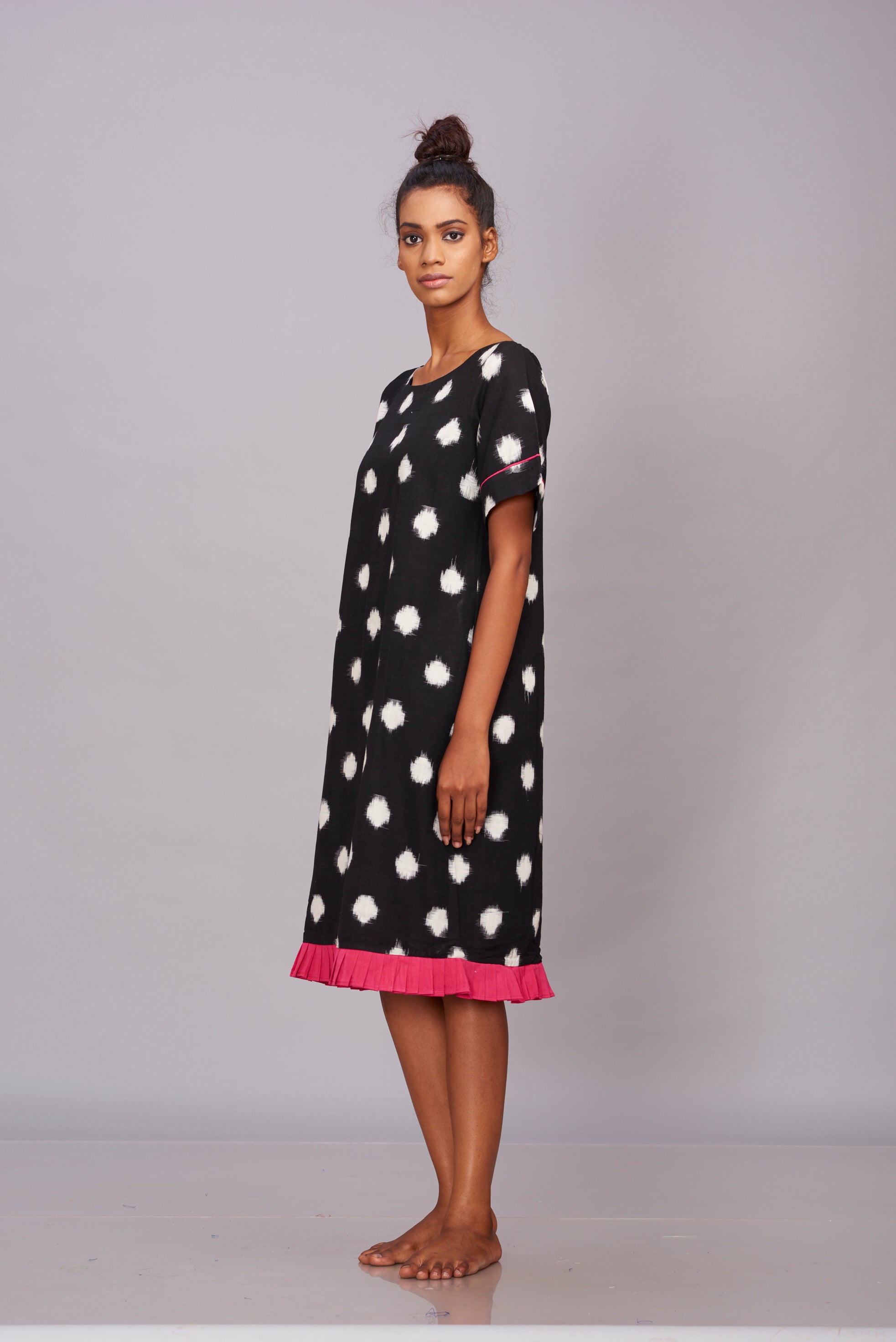 Polka dot Ikat shift dress