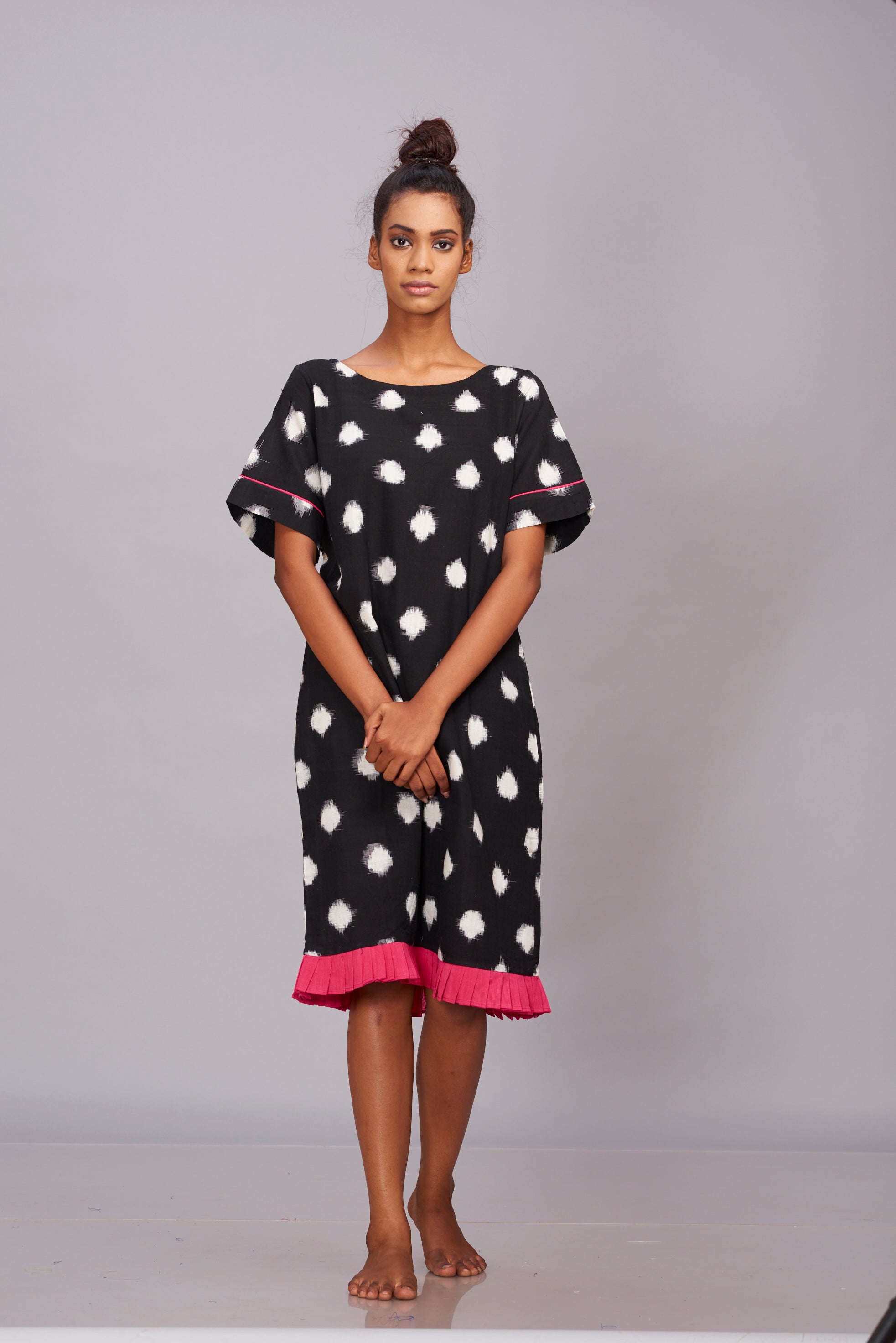 Polka dot Ikat shift dress