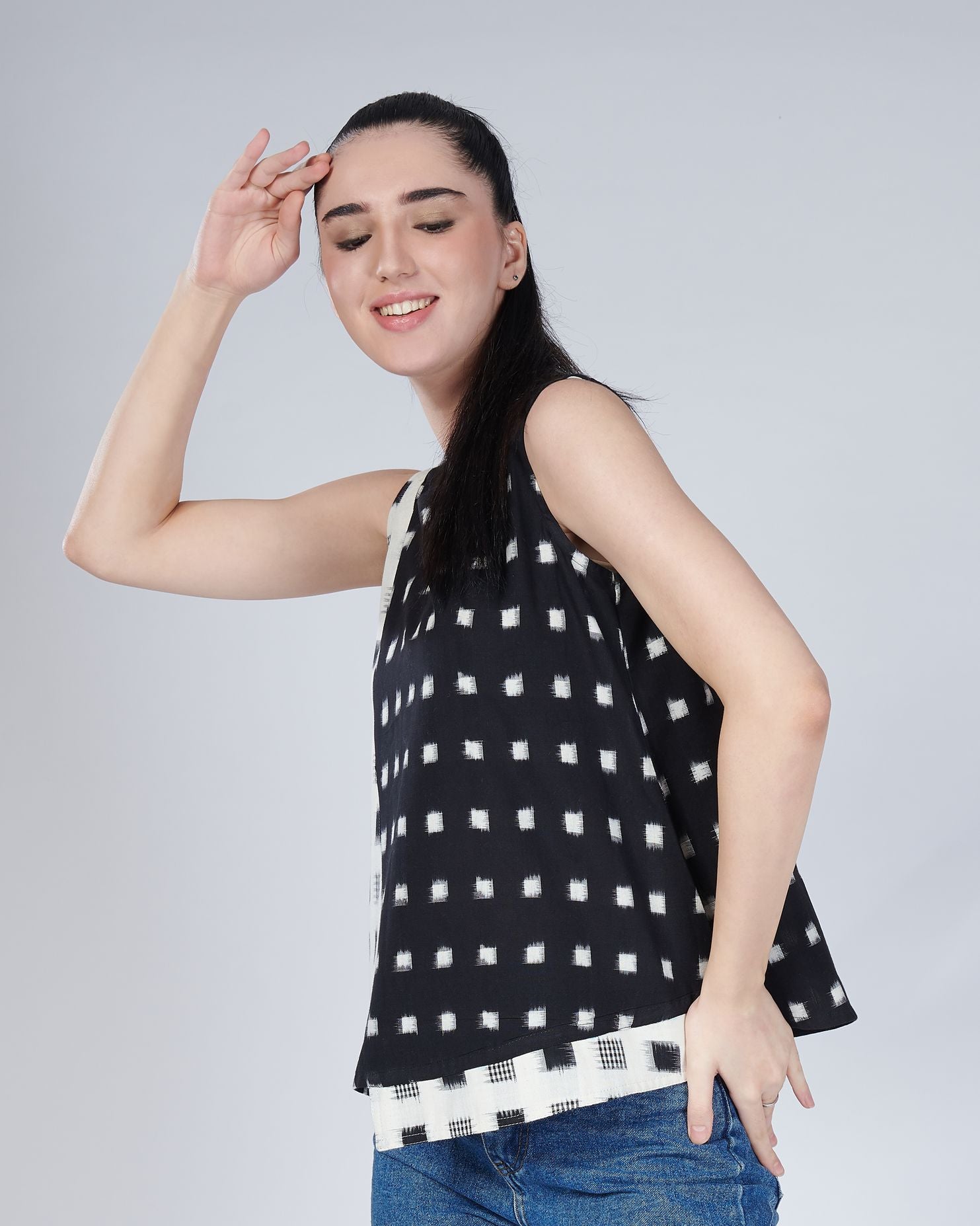 Monochrome Ikat Top