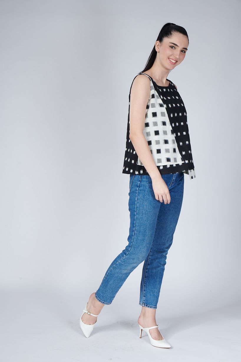 Monochrome Ikat Top